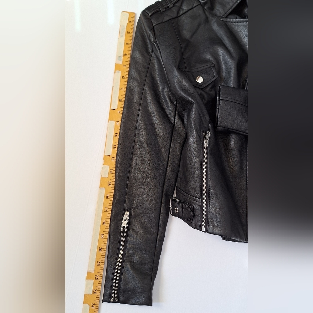 Romeo Juliet Leather Biker Jacket Moto Edgy Black Punk Rock Indie NEW Womens S - Picture 13 of 13
